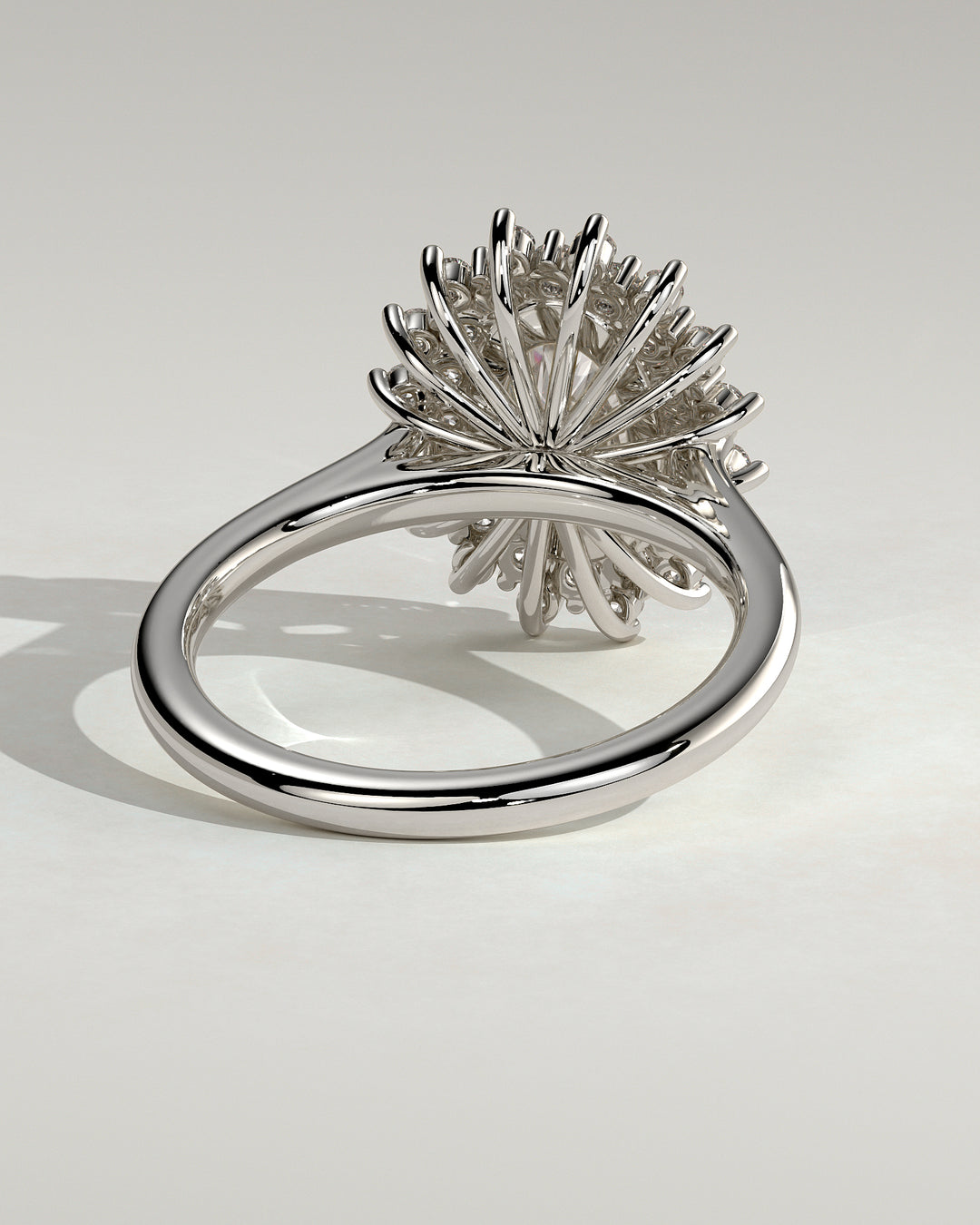 lab grown oval halo engagement ring