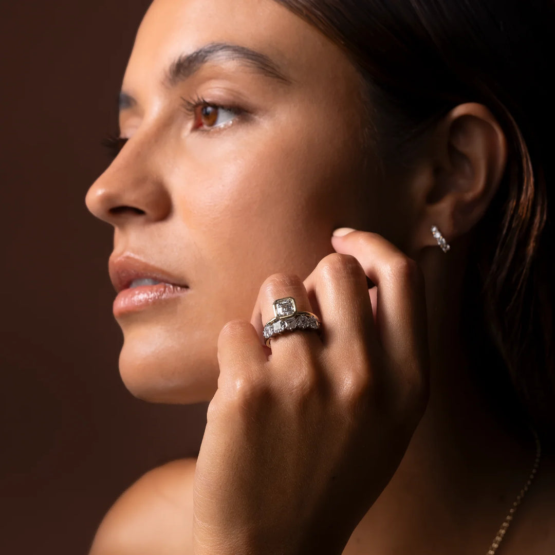 1.50CT Bezel Set Asscher Cut E/VS1 Lab Grown Diamond Solitaire Engagement Ring