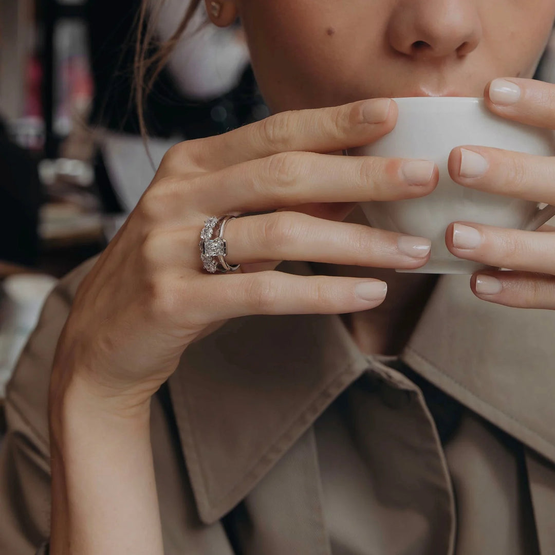 2.0CT Half Bezel Set Radiant Cut Lab Grown Diamond Solitaire Engagement Ring