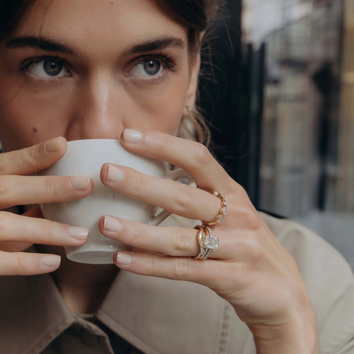 2.0CT Half Bezel Set Emerald Cut Lab Grown Diamond Solitaire Engagement Ring