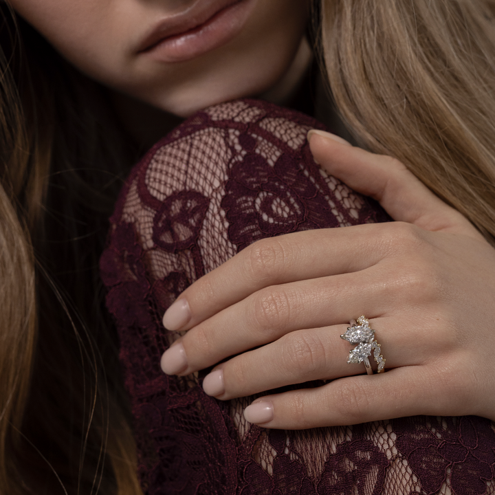 1.0CT Marquise Cut IGI Certified CVD Diamond Toi Et Moi Engagement Ring