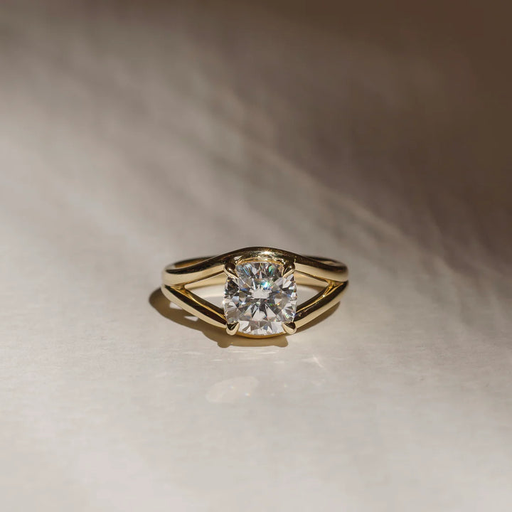 1.0ct Cushion Cut Split Shank Unique Diamond Engagement Ring