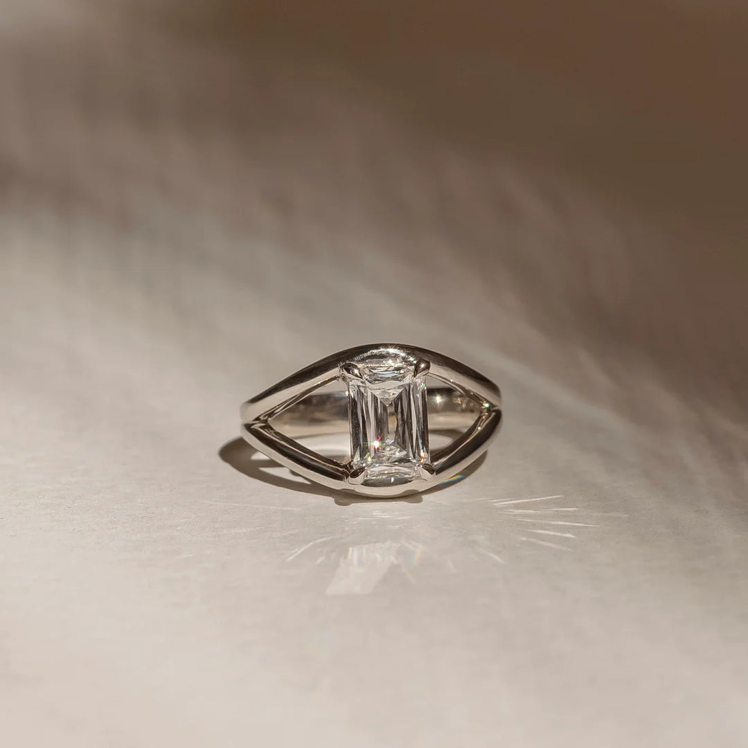 2.0ct Radiant Cut Split Shank Unique Diamond Engagement Ring