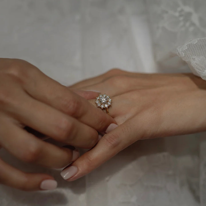 1.0ct Round Cut Halo Cathedral Diamond Engagement Ring