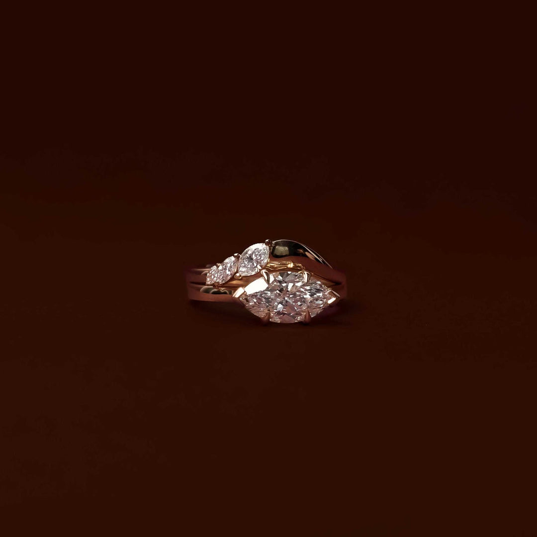 Marquise E/VS Grown Diamond Curved Wedding Band Designs For Women