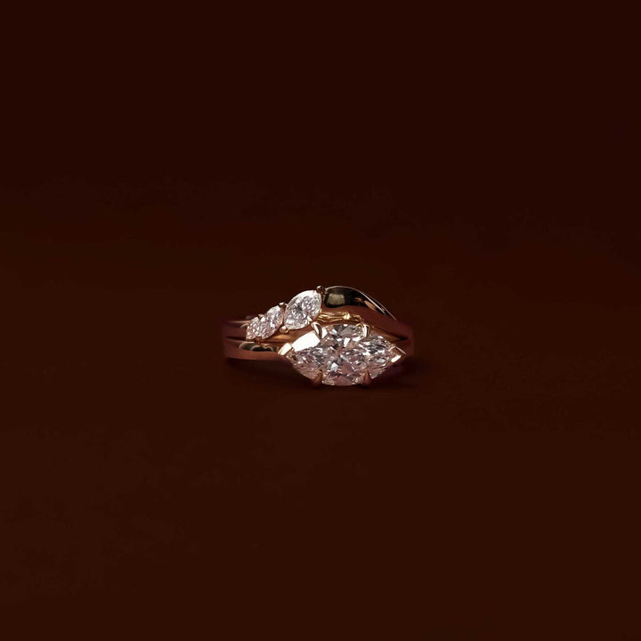 Marquise E/VS Grown Diamond Curved Wedding Band Designs For Women