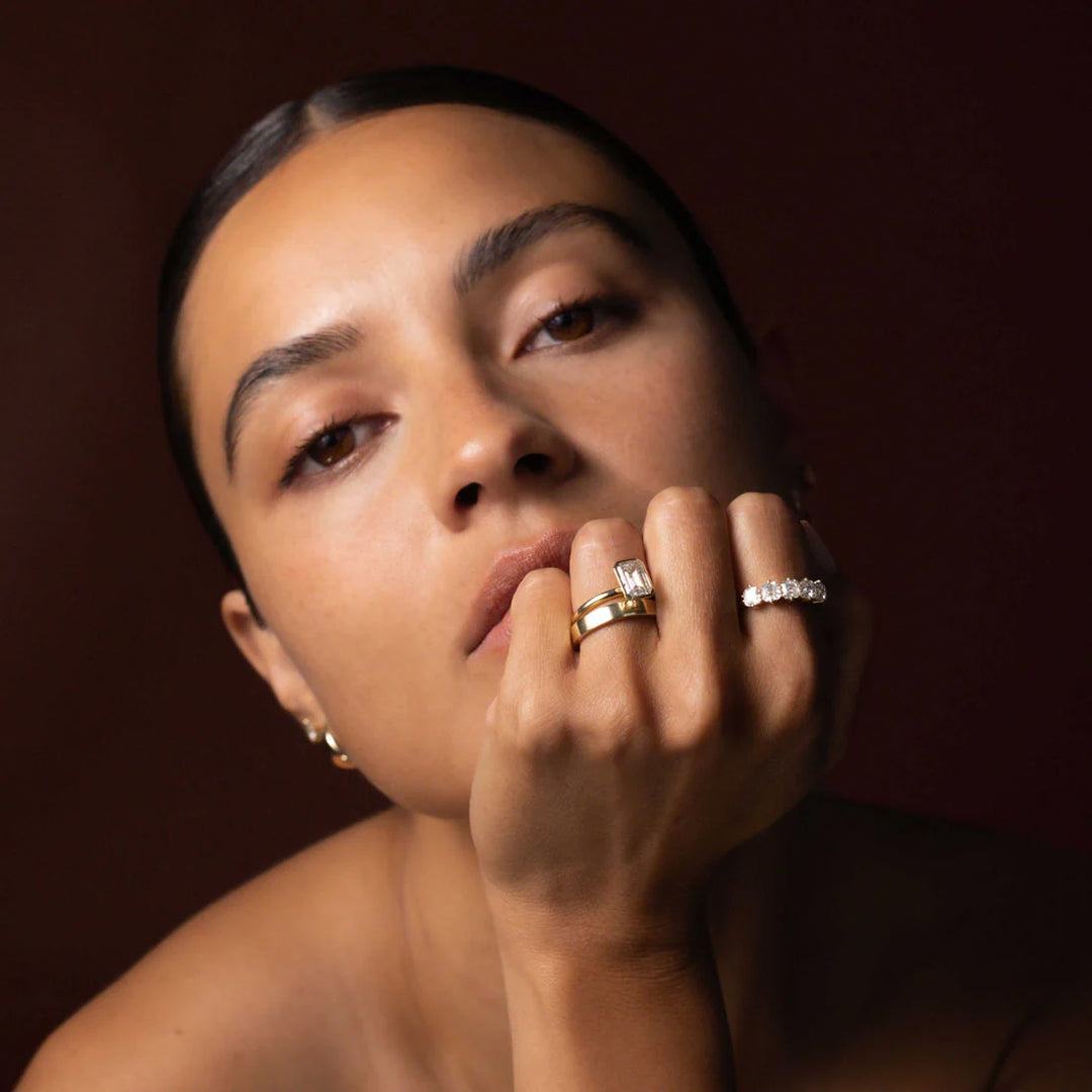 2.0CT Bezel Set Emerald Cut IGI Certified CVD Diamond Engagement Ring