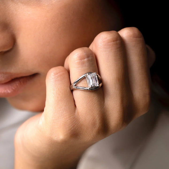 2.0ct Radiant Cut Split Shank Unique Diamond Engagement Ring