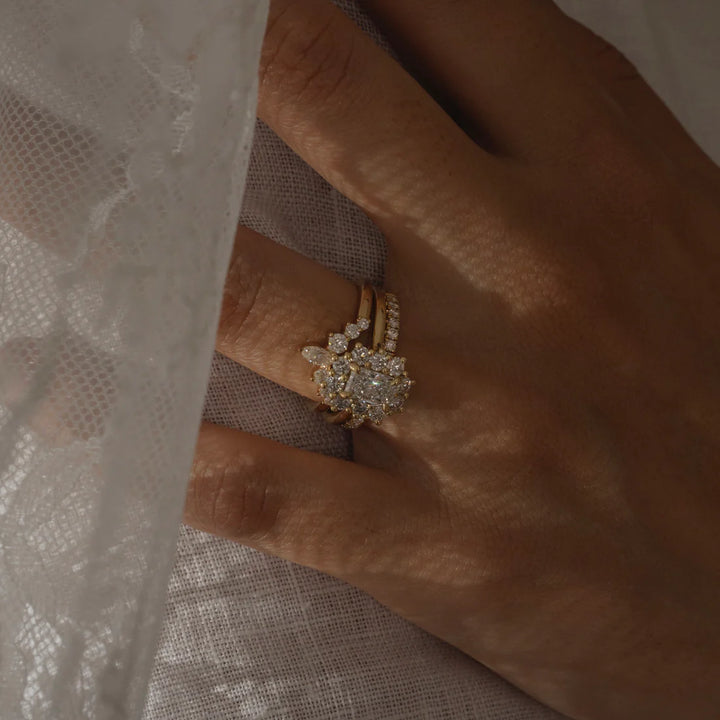 1.0ct Radiant Cut Halo Cathedral Diamond Engagement Ring