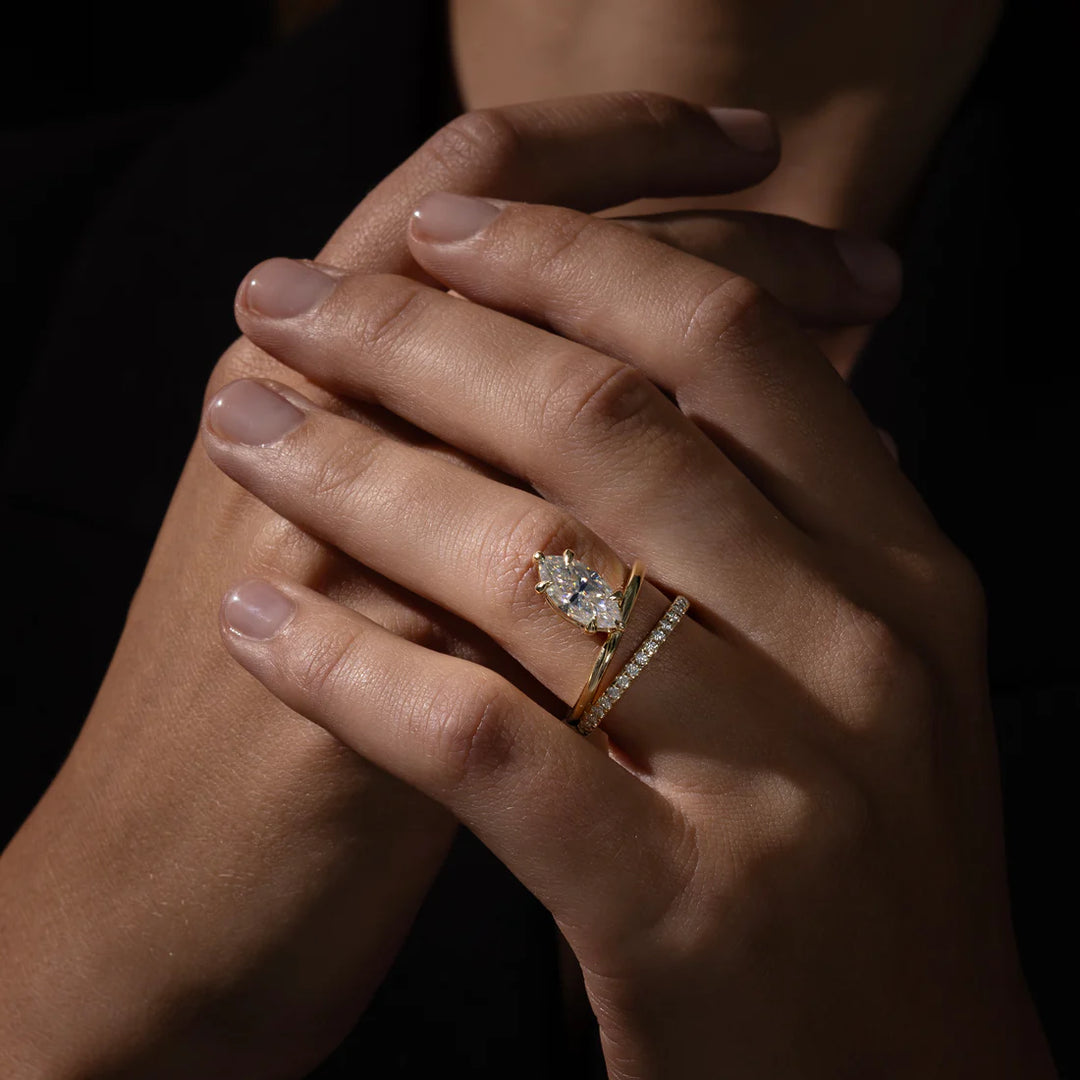 2.0ct Marquise Cut Diamond Double Band Pave Unique Engagement Ring
