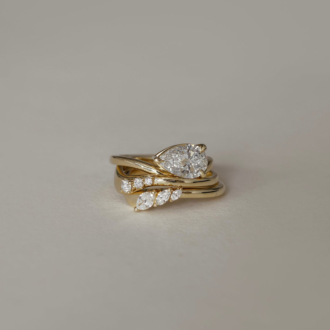 Marquise E/VS Grown Diamond Curved Wedding Band Designs For Women