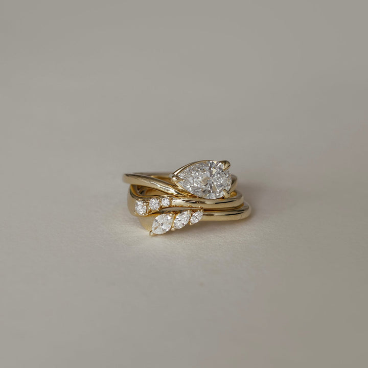 Marquise E/VS Grown Diamond Curved Wedding Band Designs For Women
