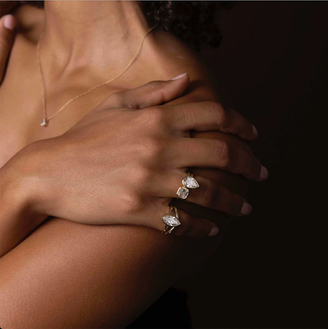 1.50CT Bezel Set Asscher Cut E/VS1 Lab Grown Diamond Solitaire Engagement Ring