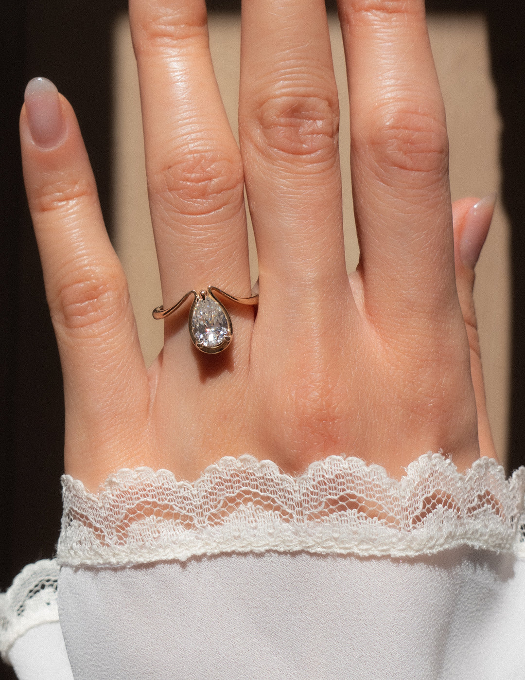 Pear trendy diamond ring, Pear fashionable diamond ring, Pear versatile diamond ring, Pear ethical diamond ring, Pear sustainable diamond ring, Pear conflict-free diamond ring,