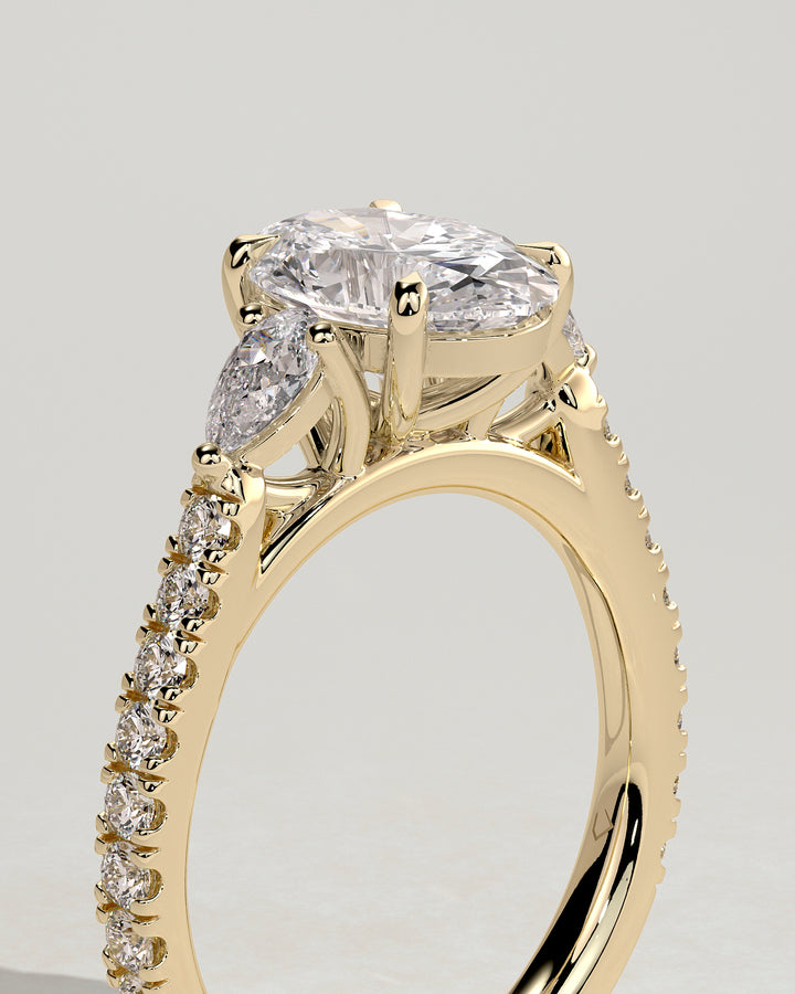 Three oval diamonds set in a ring