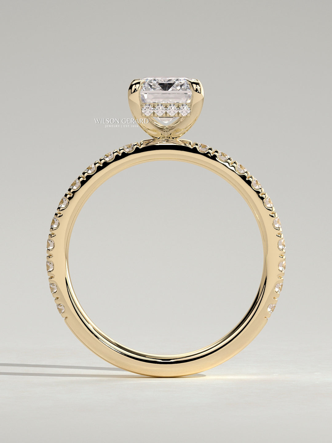 modern emerald cut engagement ring halo