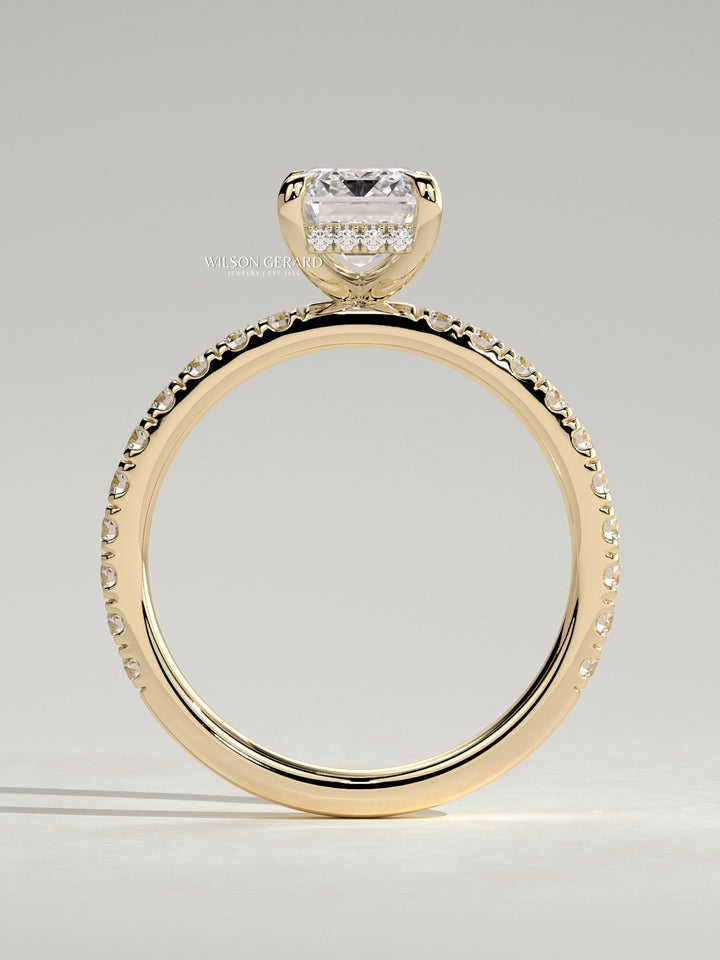 modern emerald cut engagement ring halo