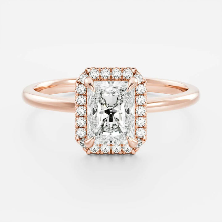2.0ct Radiant Cut Halo Solitaire Diamond Engagement Ring