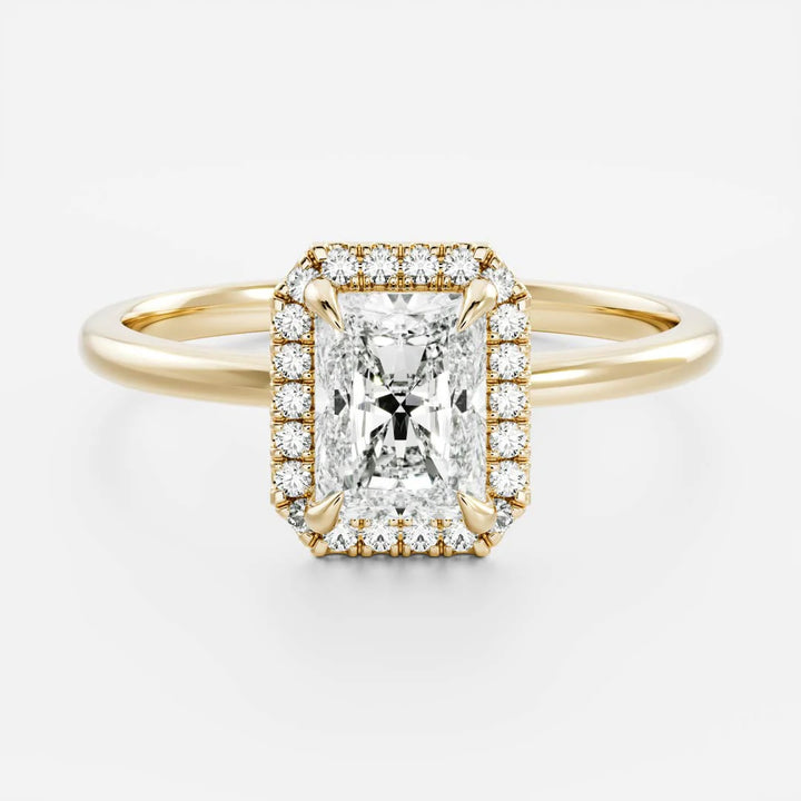 2.0ct Radiant Cut Halo Solitaire Diamond Engagement Ring