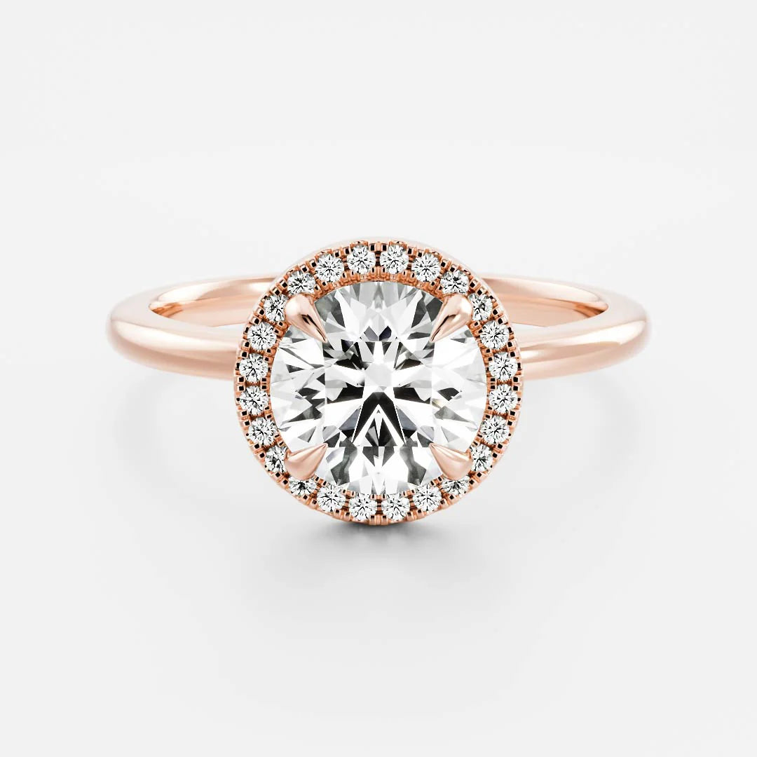 1.0ct Round Cut Halo Solitaire Diamond Engagement Ring