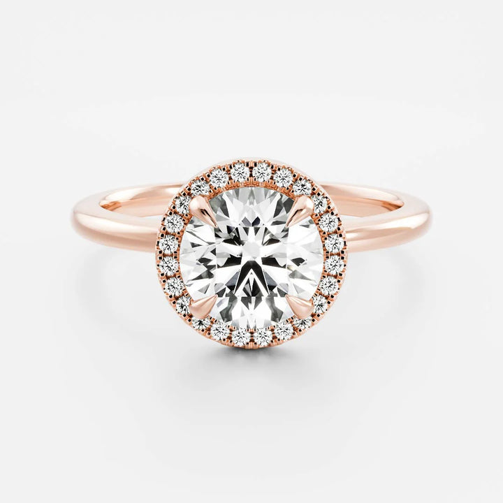 1.0ct Round Cut Halo Solitaire Diamond Engagement Ring