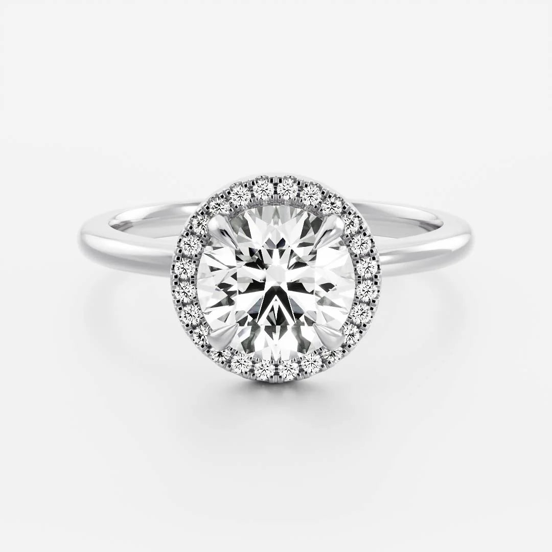 1.0ct Round Cut Halo Solitaire Diamond Engagement Ring