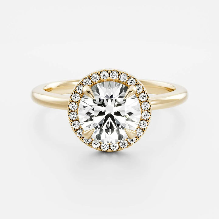 1.0ct Round Cut Halo Solitaire Diamond Engagement Ring