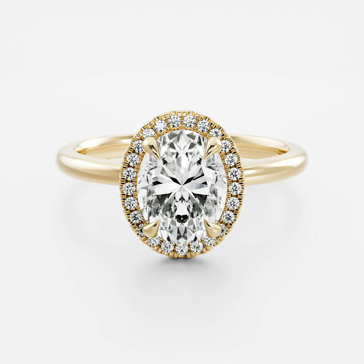 2.0ct Oval Cut Halo Solitaire Diamond Engagement Ring