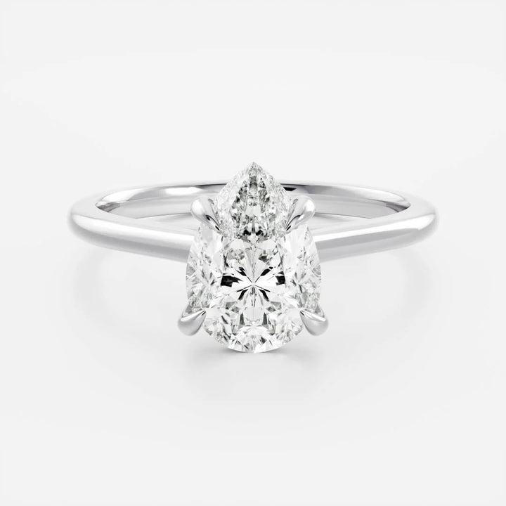 2.0ct Pear Cut Cathedral Solitaire Lab Grown Diamond Engagement Ring