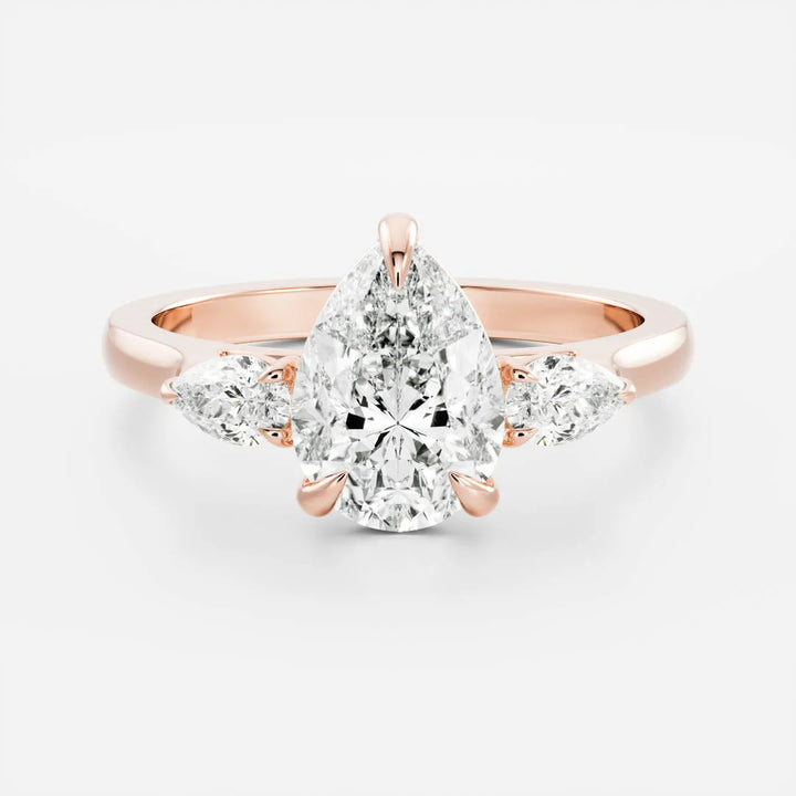 2.0ct Pear Cut Three Stone Lab Grown Diamond Engagement Ring