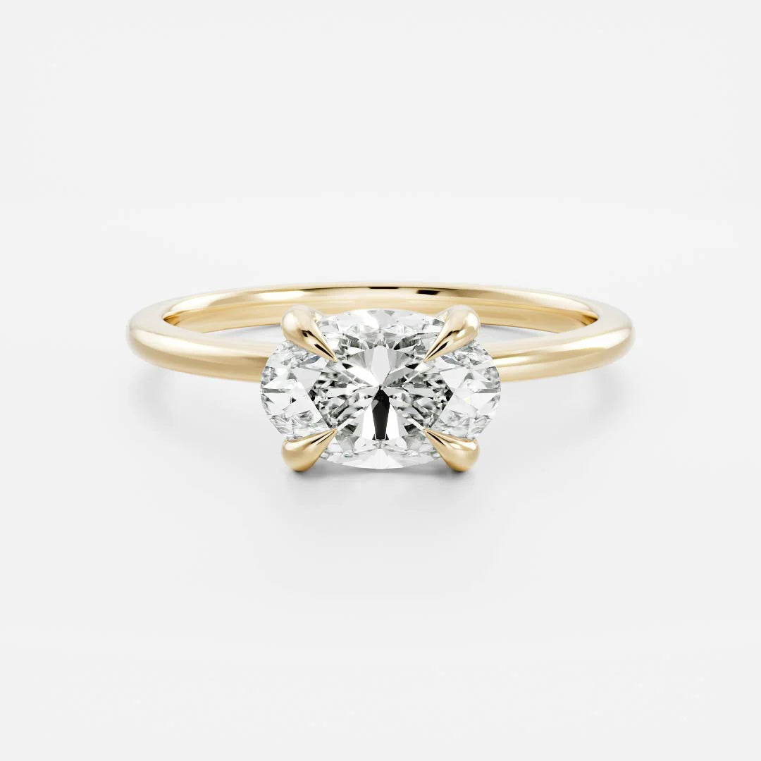 1.50ct Oval Cut East West Solitaire Lab Grown Diamond Engagement Ring