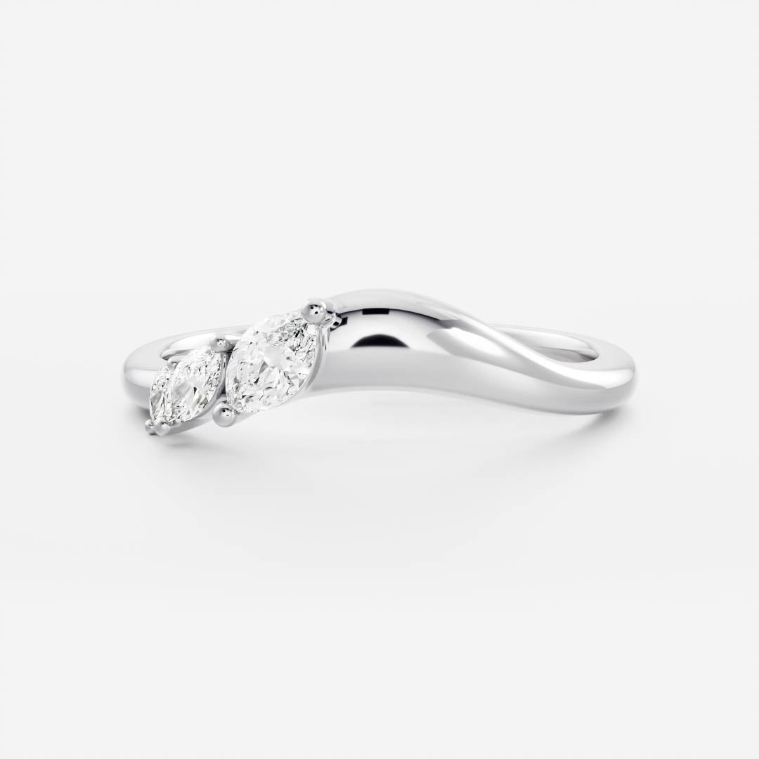 Marquise E/VS Grown Diamond Curved Wedding Band Designs For Women