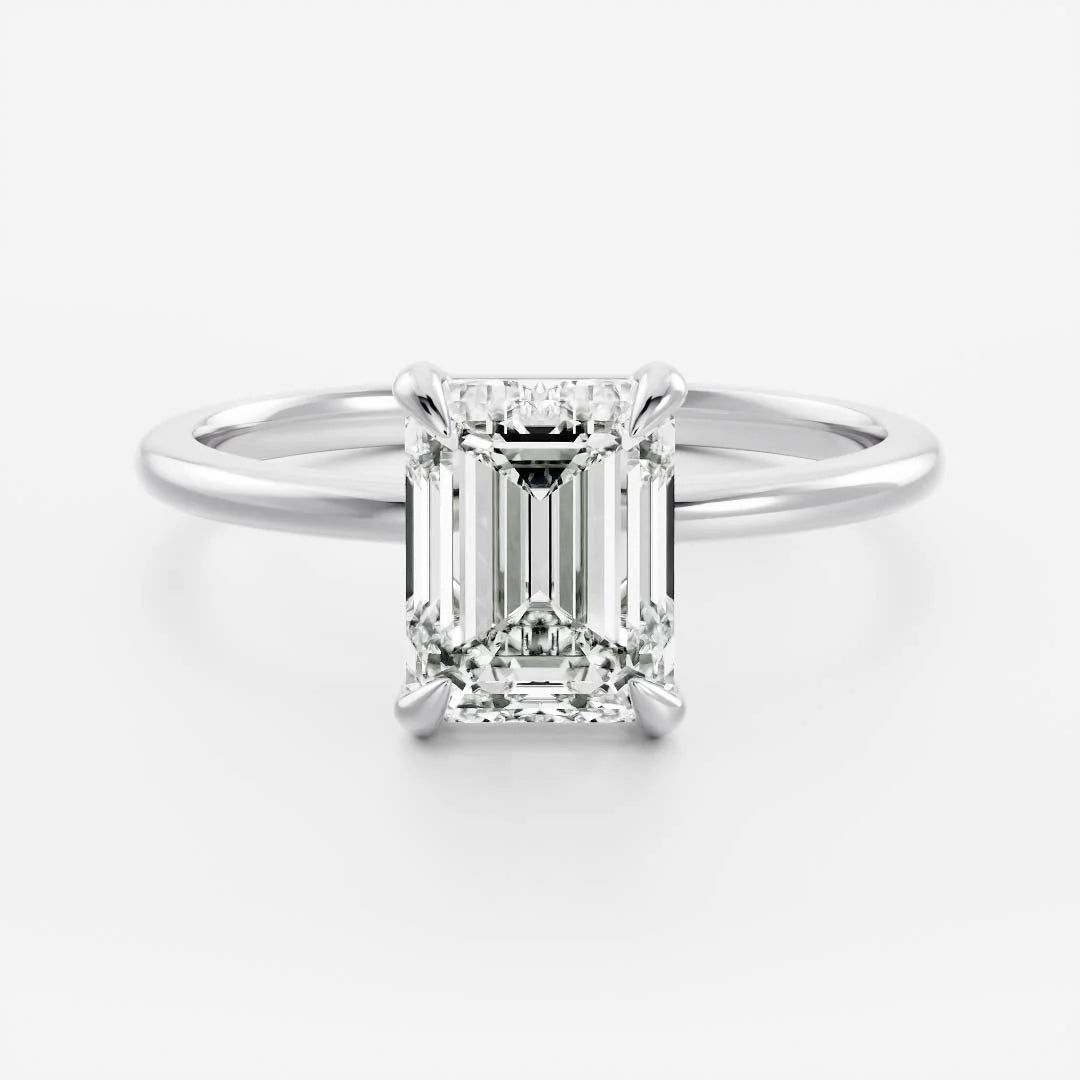 2.0CT Emerald Cut IGI Certified CVD Diamond Solitaire Engagement Ring