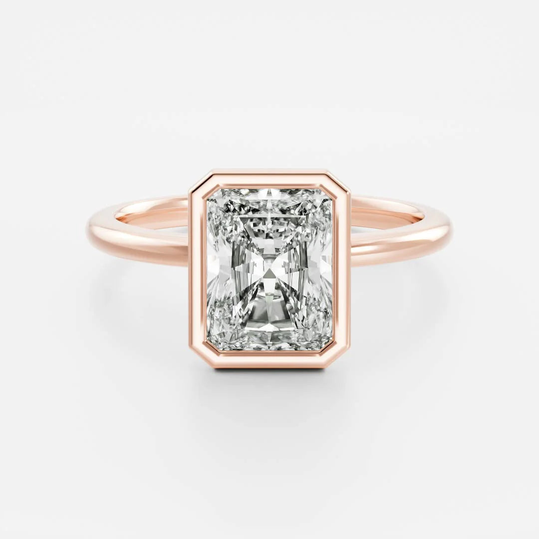 2.0ct Radiant Cut Bezel Solitaire Lab Grown Diamond Engagement Ring