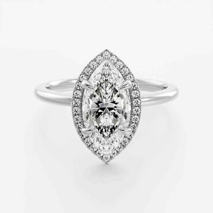 2.0ct Marquise Cut Halo Solitaire Diamond Engagement Ring