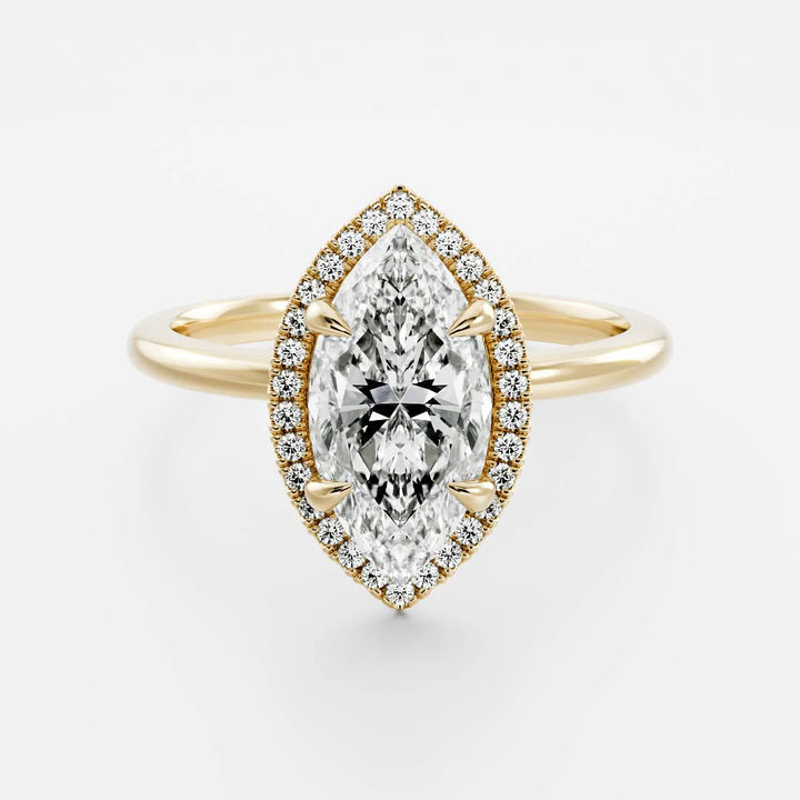 2.0ct Marquise Cut Halo Solitaire Diamond Engagement Ring