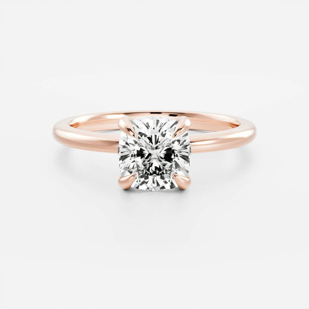 1.0CT Cushion Cut Lab Grown Diamond Solitaire Engagement Ring