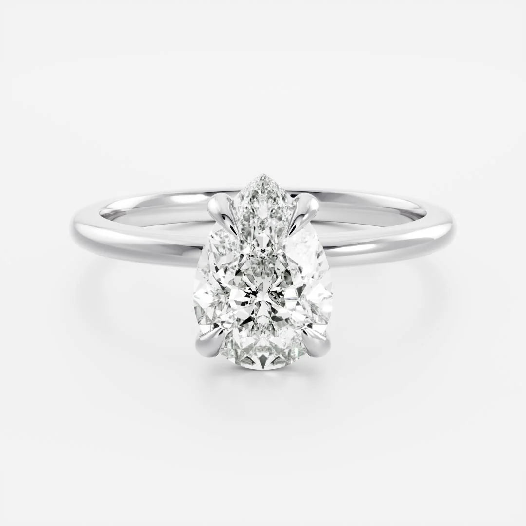 1.0CT Pear Cut Lab Grown Diamond Solitaire Engagement Ring