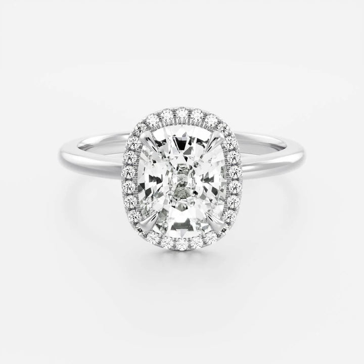 1.50ct Elongated Cushion Cut Halo Solitaire Diamond Engagement Ring