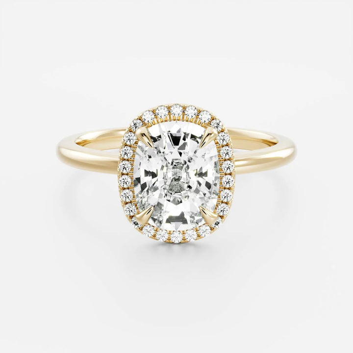 1.50ct Elongated Cushion Cut Halo Solitaire Diamond Engagement Ring