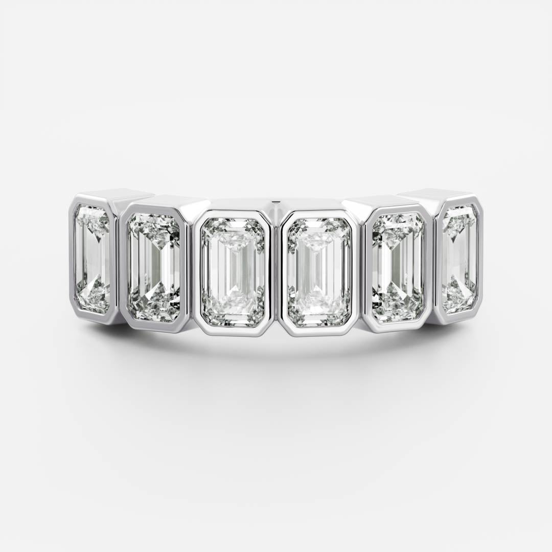 Emerald E/VS1 CVD Diamond Bezel Wedding Band