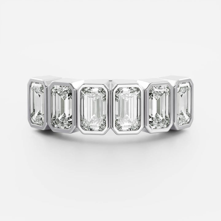 Emerald E/VS1 CVD Diamond Bezel Wedding Band
