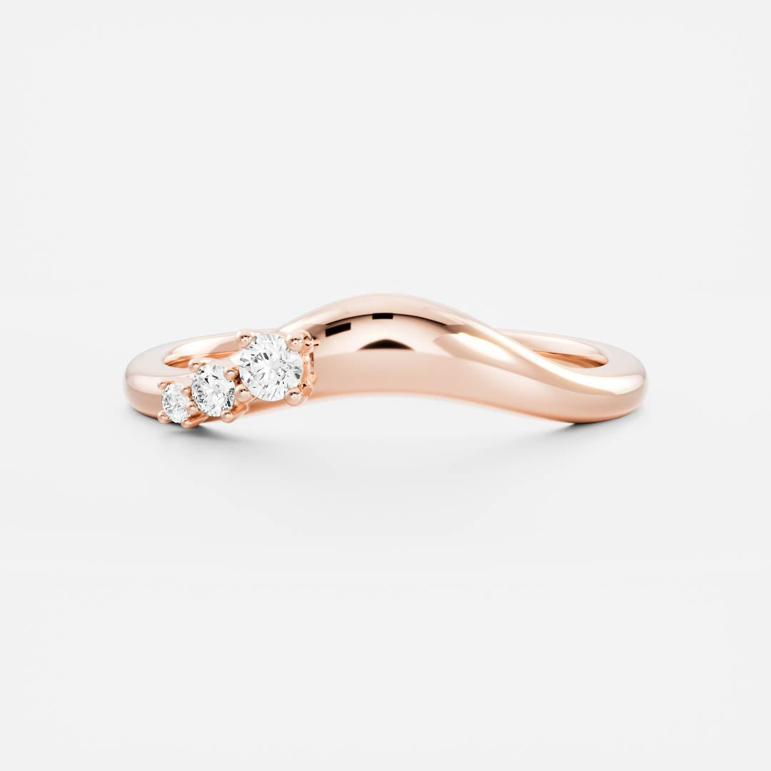 Round Unique Curved E/VS1 Lab Grown Diamond Wedding Band For Women