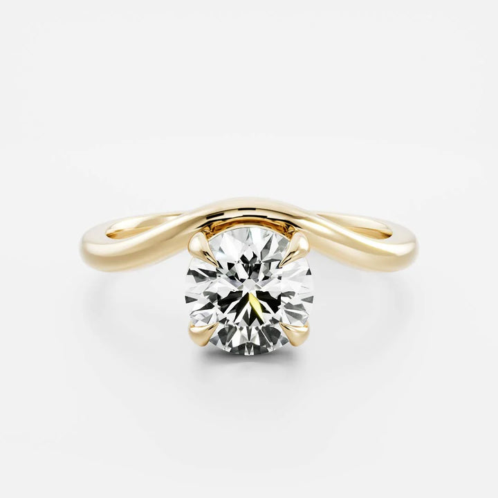 1.0CT East West Round Cut Lab Grown Diamond Curved Solitaire Engagement Ring