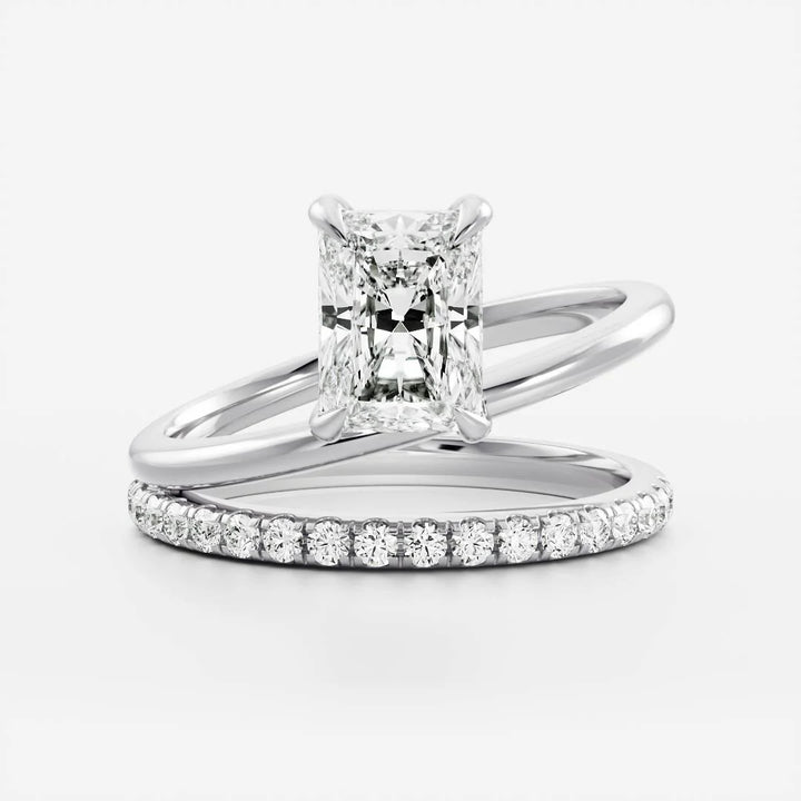 2.0ct Radiant Cut Diamond Double Band Pave Unique Engagement Ring