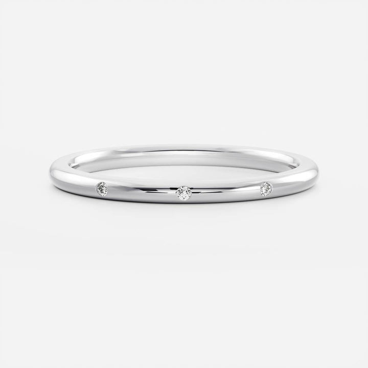 Solid Gold Flush Diamond Simple Wedding Band