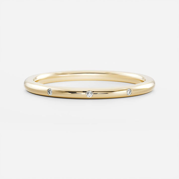Solid Gold Flush Diamond Simple Wedding Band