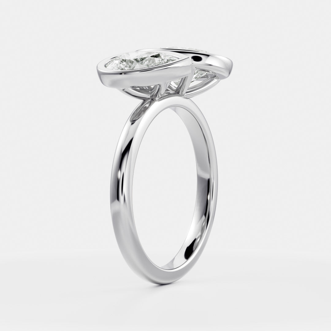 modern toi et moi oval pear bezel engagement ring IGI USA