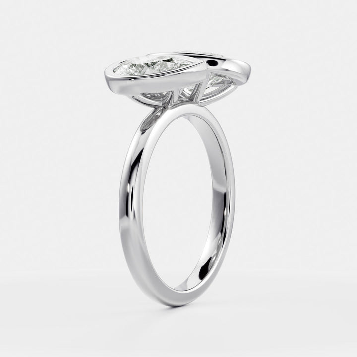 modern toi et moi oval pear bezel engagement ring IGI USA