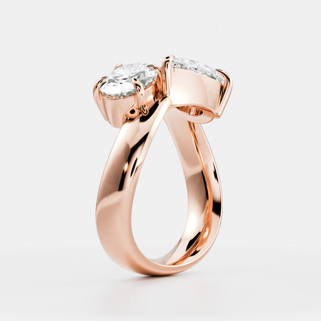 modern pear oval toi et moi engagement ring IGI lab grown USA